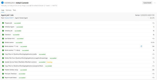 MicroServices using Service Fabric and .Net Core with CI - CD