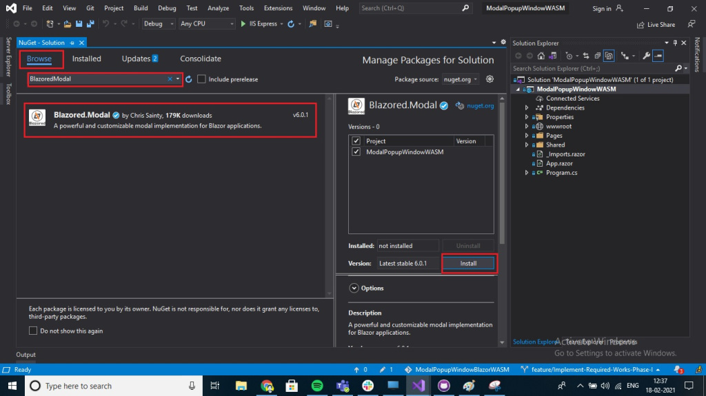 Modal Popup Window in Blazor WebAssembly