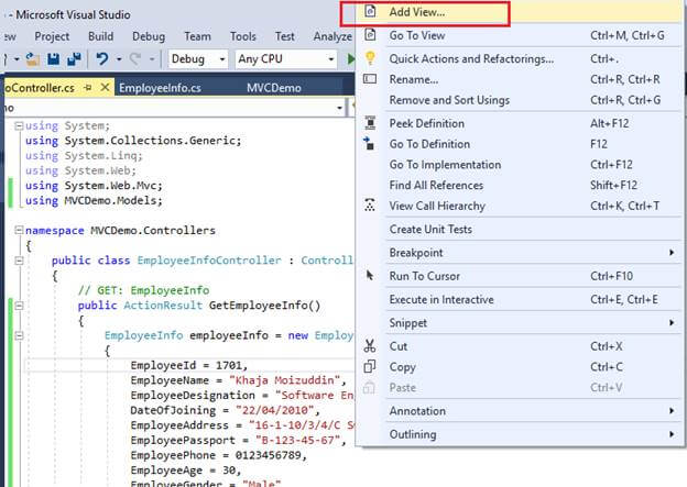 Models In ASP.NET MVC 5