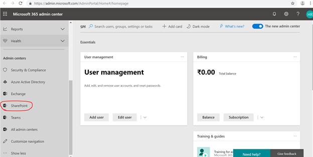 Modern SharePoint Online Admin Center