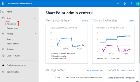 Modern SharePoint Online Admin Center