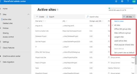 Modern SharePoint Online Admin Center