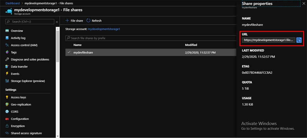 Mount Azure File Share in Windows