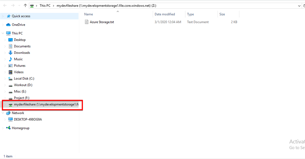 Mount Azure File Share in Windows