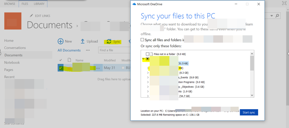 MS Team - Sync SharePoint Files With The OneDrive