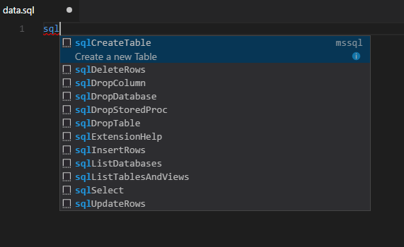 MSSQL Extension For Visual Studio Code