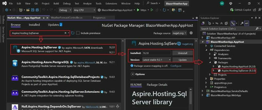 .NET Aspire Integrations (SQL Server Integration in Aspire Applications)