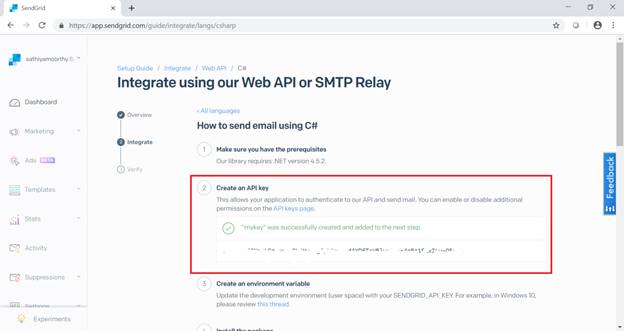 .NET Core App Sending An Email Using Sendgrid