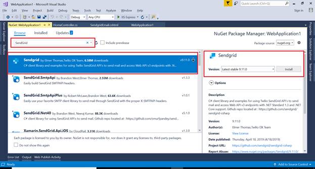 .NET Core App Sending An Email Using Sendgrid