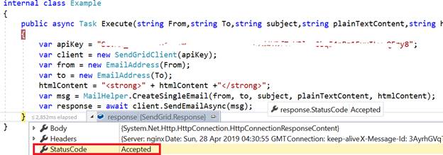 .NET Core App Sending An Email Using Sendgrid