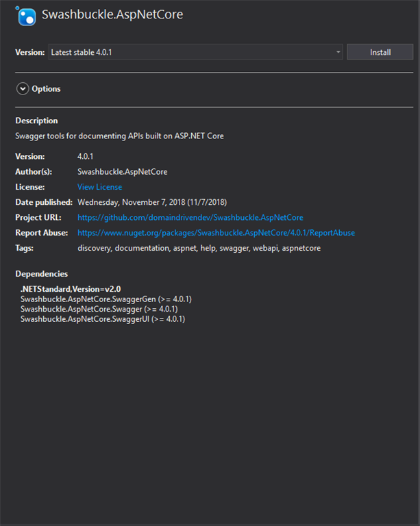 .NET Core Rest API with Swagger