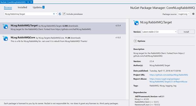 .NET Core Web API Logging Using NLog In RabbitMQ