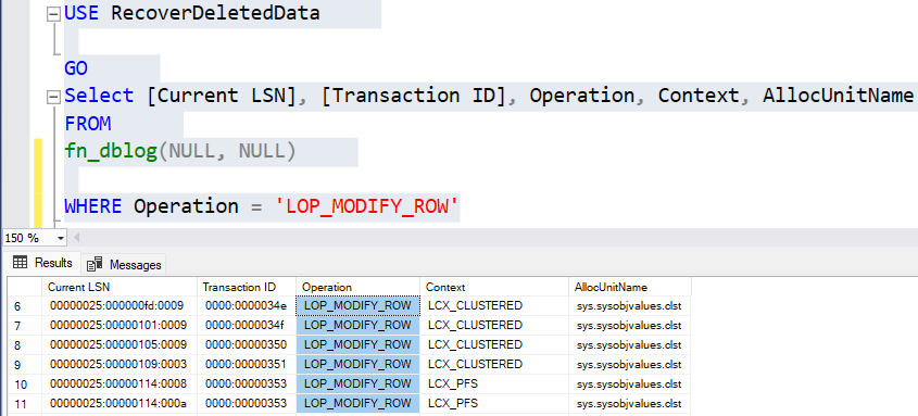 Database Recovery (1-2-1): Use Transaction Log to Recover the Deleted ...