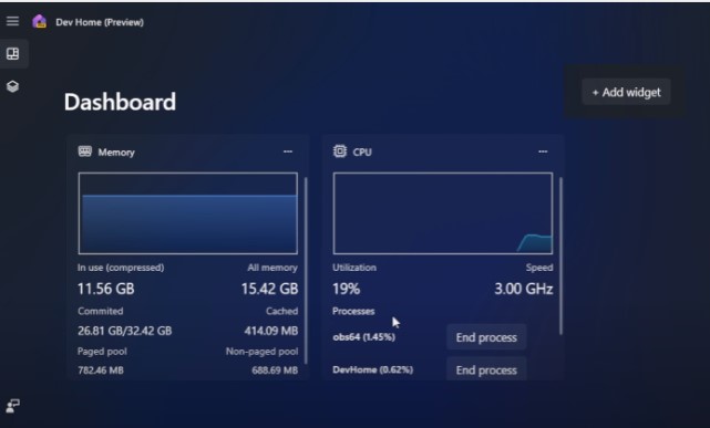Dev Home tool in Windows