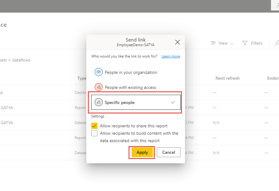 New Experience In Sharing Power BI Reports And Dashboards