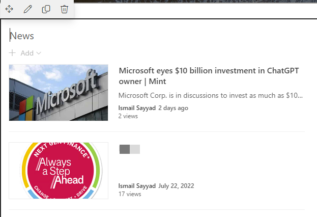 News Web Part In SharePoint Online Page