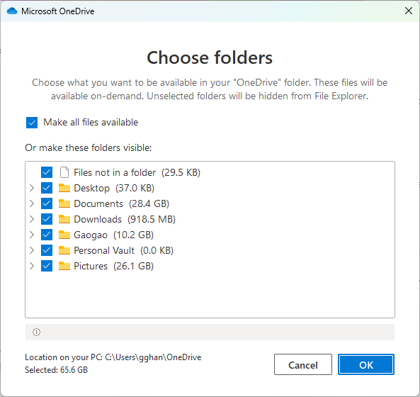 Choose folder