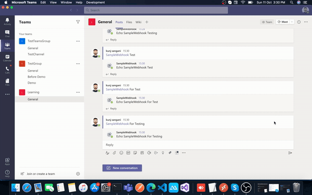 Outgoing Web Hook In Teams Using Yeoman Teams Generator