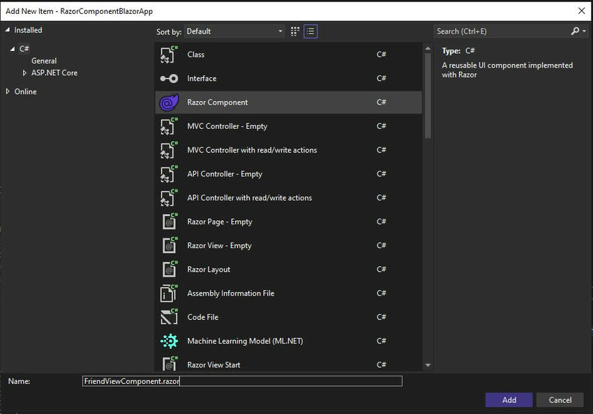 Overview of Razor Views, Razor Pages and Razor Components