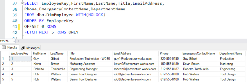 Pagination in SQL Server