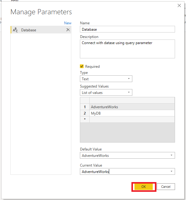 Parameters in Power BI Desktop