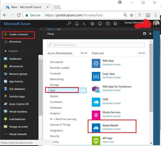 Create Azure Search Service 