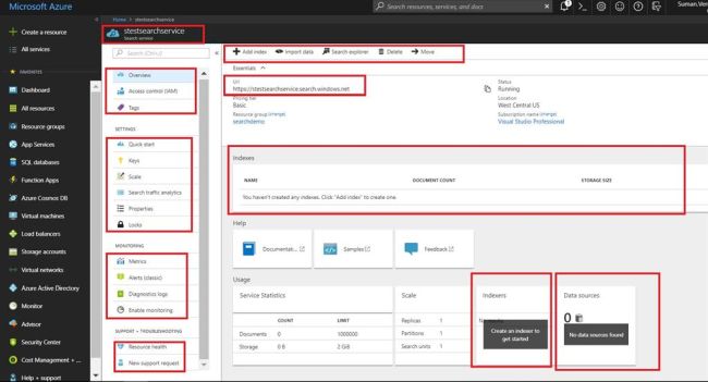 Create Azure Search Service 