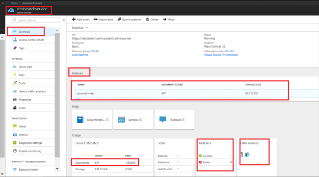 Searching The Index In Azure Portal And Implementation Using Visual Studio