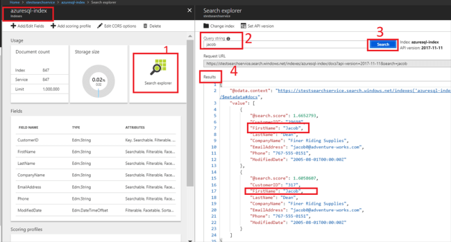 Searching The Index In Azure Portal And Implementation Using Visual Studio