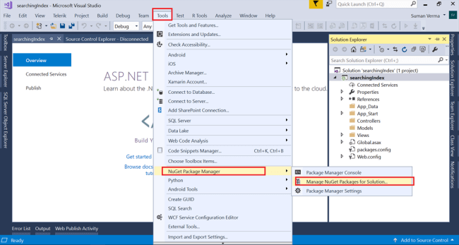 Searching The Index In Azure Portal And Implementation Using Visual Studio