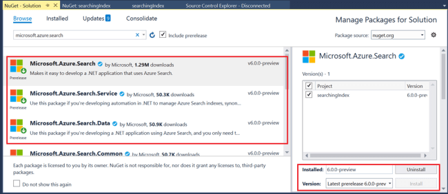 Searching The Index In Azure Portal And Implementation Using Visual Studio