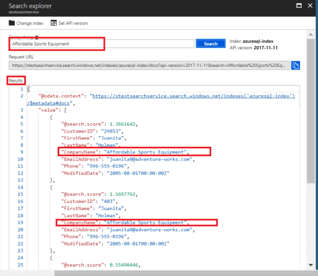Searching The Index In Azure Portal And Implementation Using Visual Studio