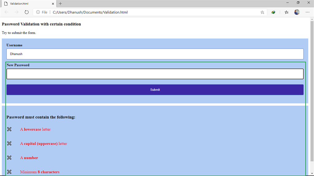 Password Validation In Website