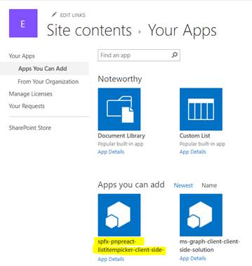 PnP List Item Picker In SharePoint Framework