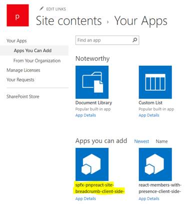 PnP Site Breadcrumb Control In SharePoint Framework