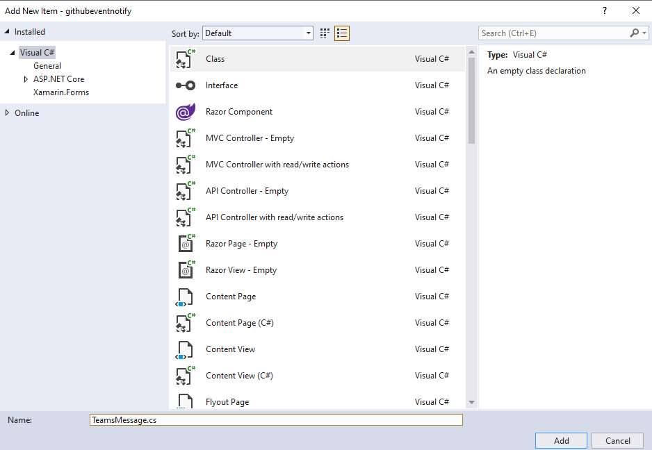 Post GitHub Events to a Microsoft Teams Channel Using C#.NET