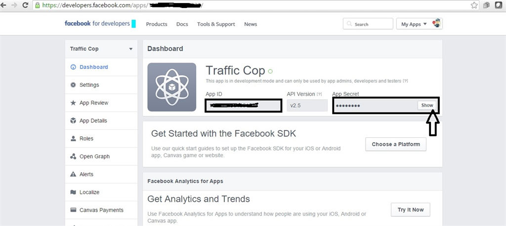 How to get your Facebook app's APP ID and Secret Key