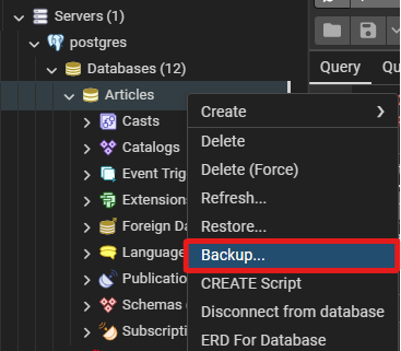 PostgreSQL Database Backup and Restore using pgAdmin