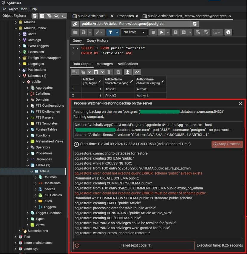 PostgreSQL Database Backup and Restore using pgAdmin