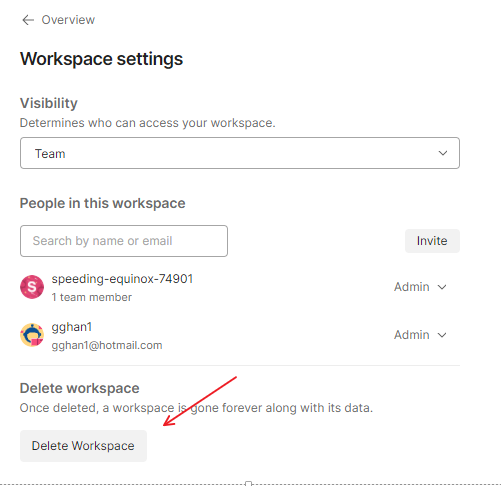 Postman - delete a Workspace