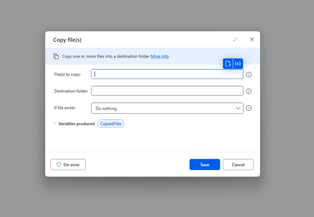 Actions ➡ File ➡ Copy file