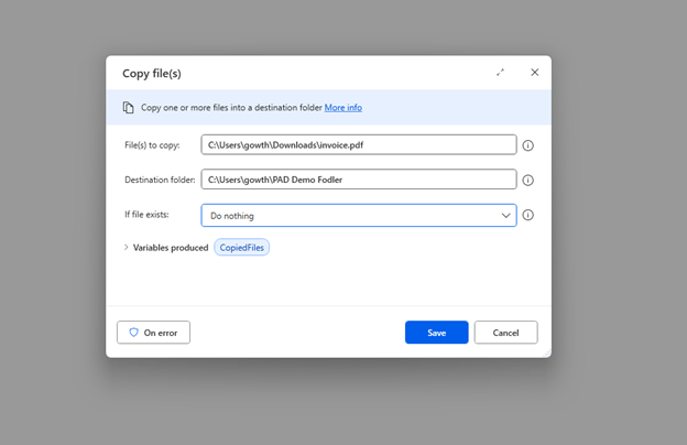 Actions ➡ File ➡ Copy file