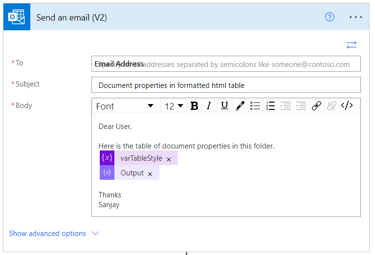 Power Automate- Send Notification With File Properties Table