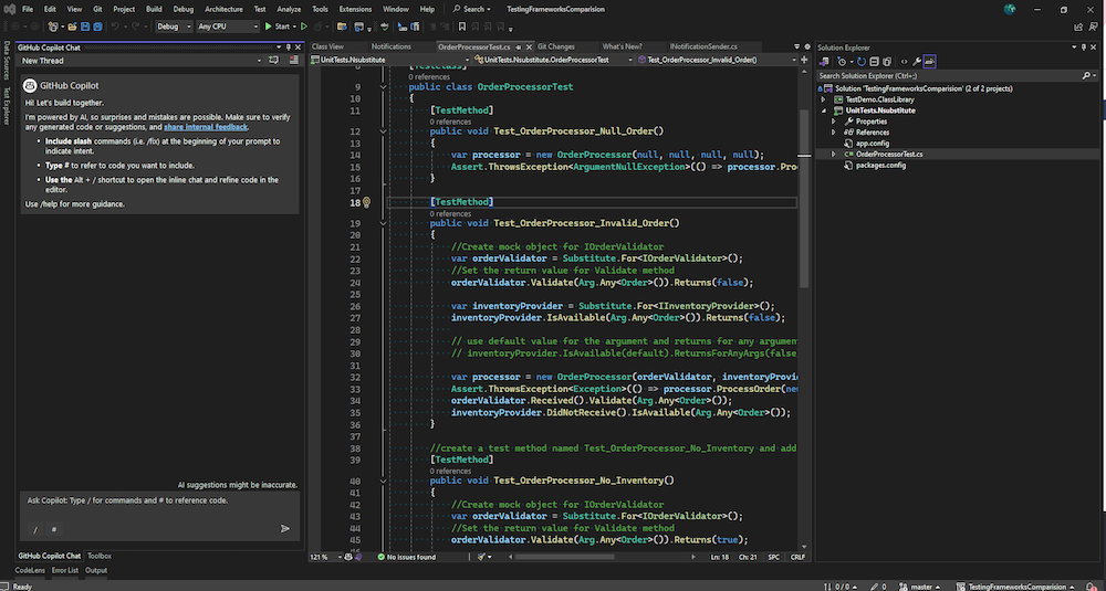 Installing GitHub Copilot and Chat Extensions in VS 2022