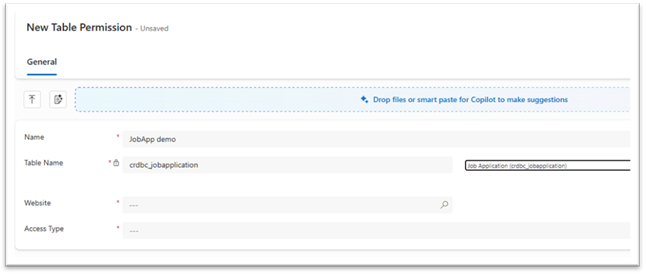 New table permission