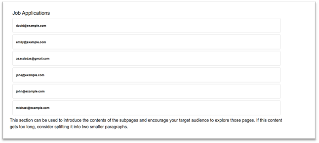 Job application output