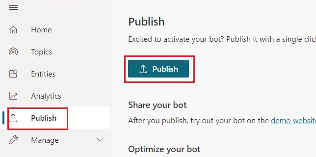 Publish button
