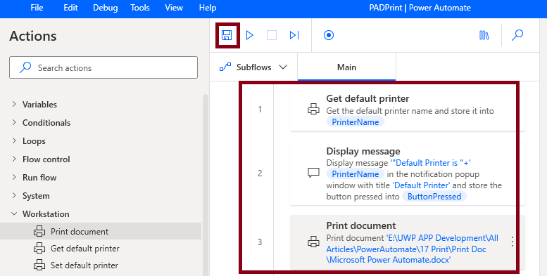 Printing Documents with Desktop Flow in Microsoft Power Automate