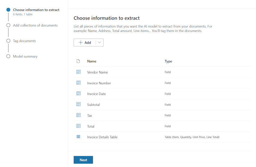 Process Structured Documents with Microsoft Syntex