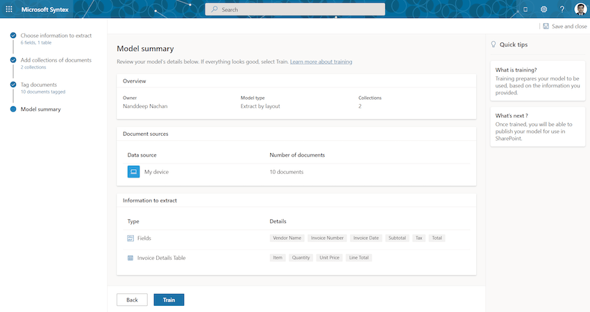 Process Structured Documents with Microsoft Syntex